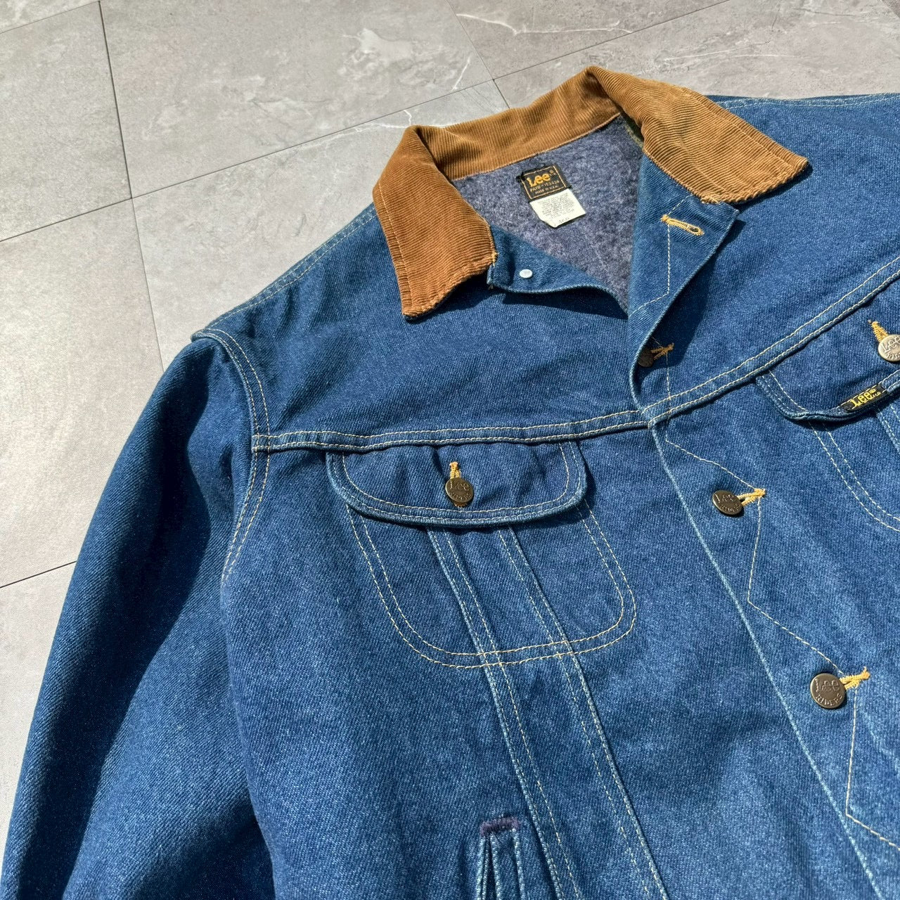90s Lee Made in USA Blanket Lined Denim Jacket 46R
