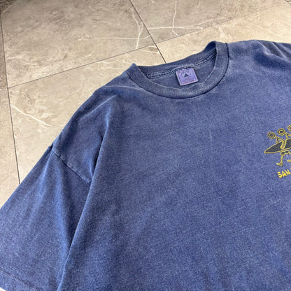 90s Delta San Diego Beach Made in USA Faded Blue Surf Graphic T-Shirt