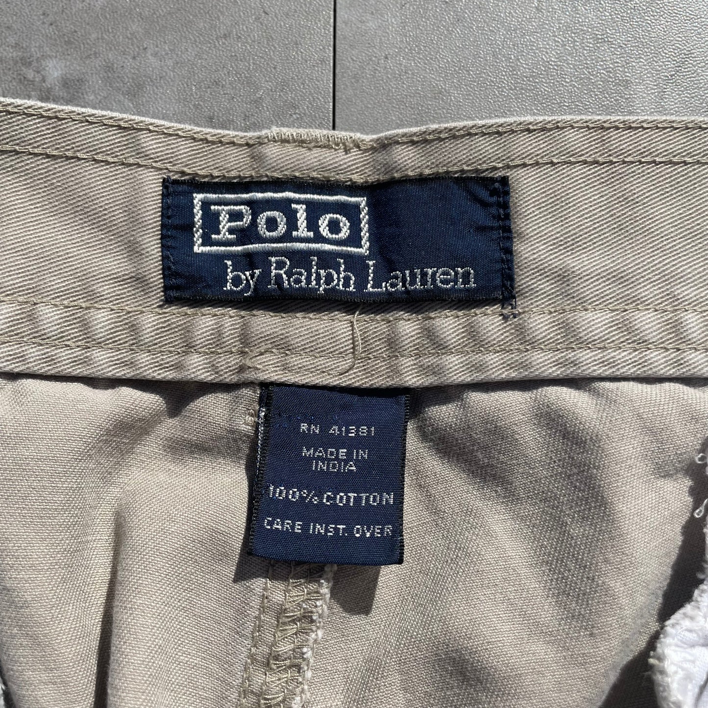 90s-00s Ralph Lauren Cream/Off-White Cargo Chino Pants 35x30