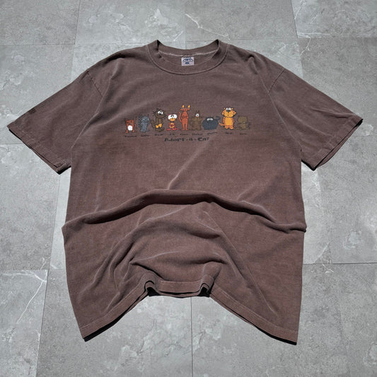 90s Crazy Shirts Adopt a Cat Faded Brown Tee KiiChain Clothing