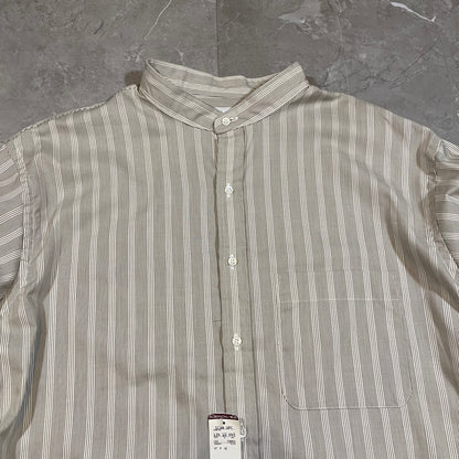 90s Deadstock Arrow Collection Made in USA Beige Striped Stand Collar Shirt