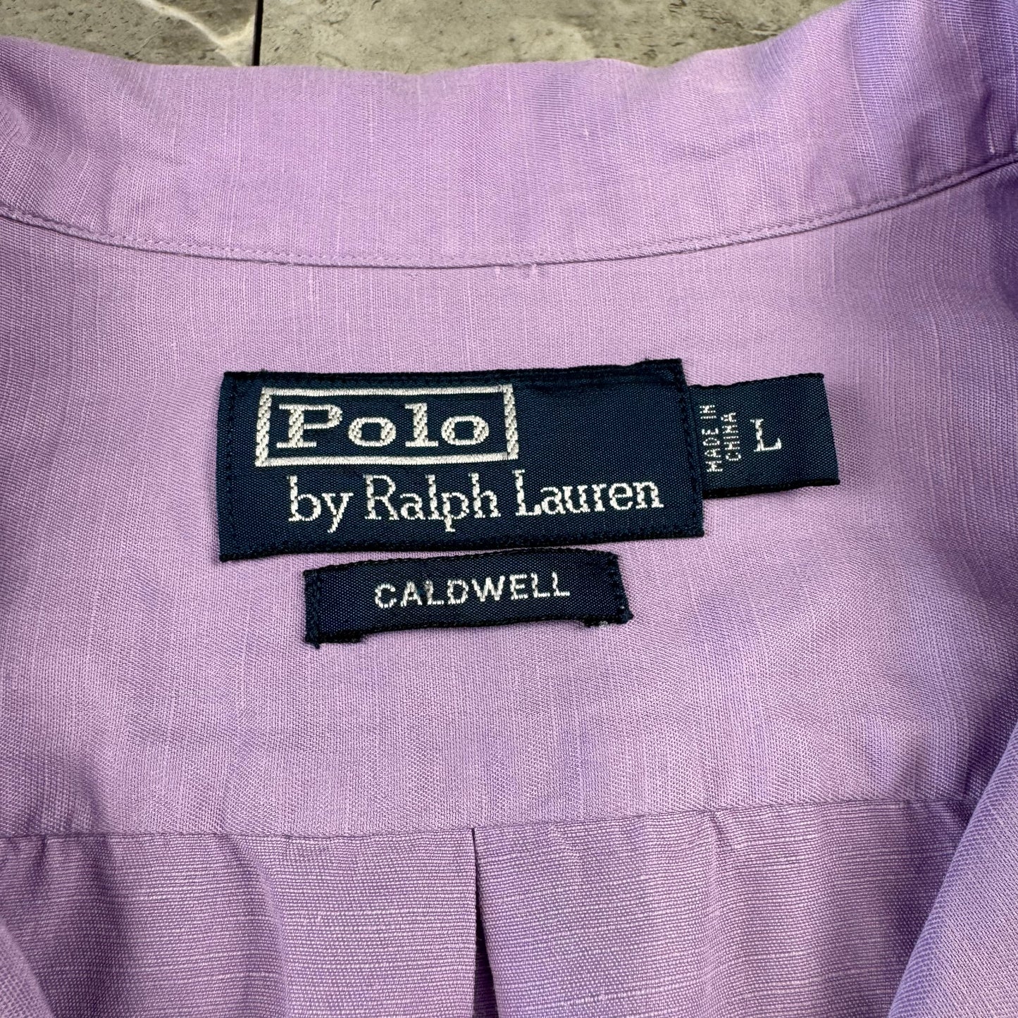 00s Polo by Ralph Lauren Caldwell Purple Silk x Linen Open Collar Shirt L