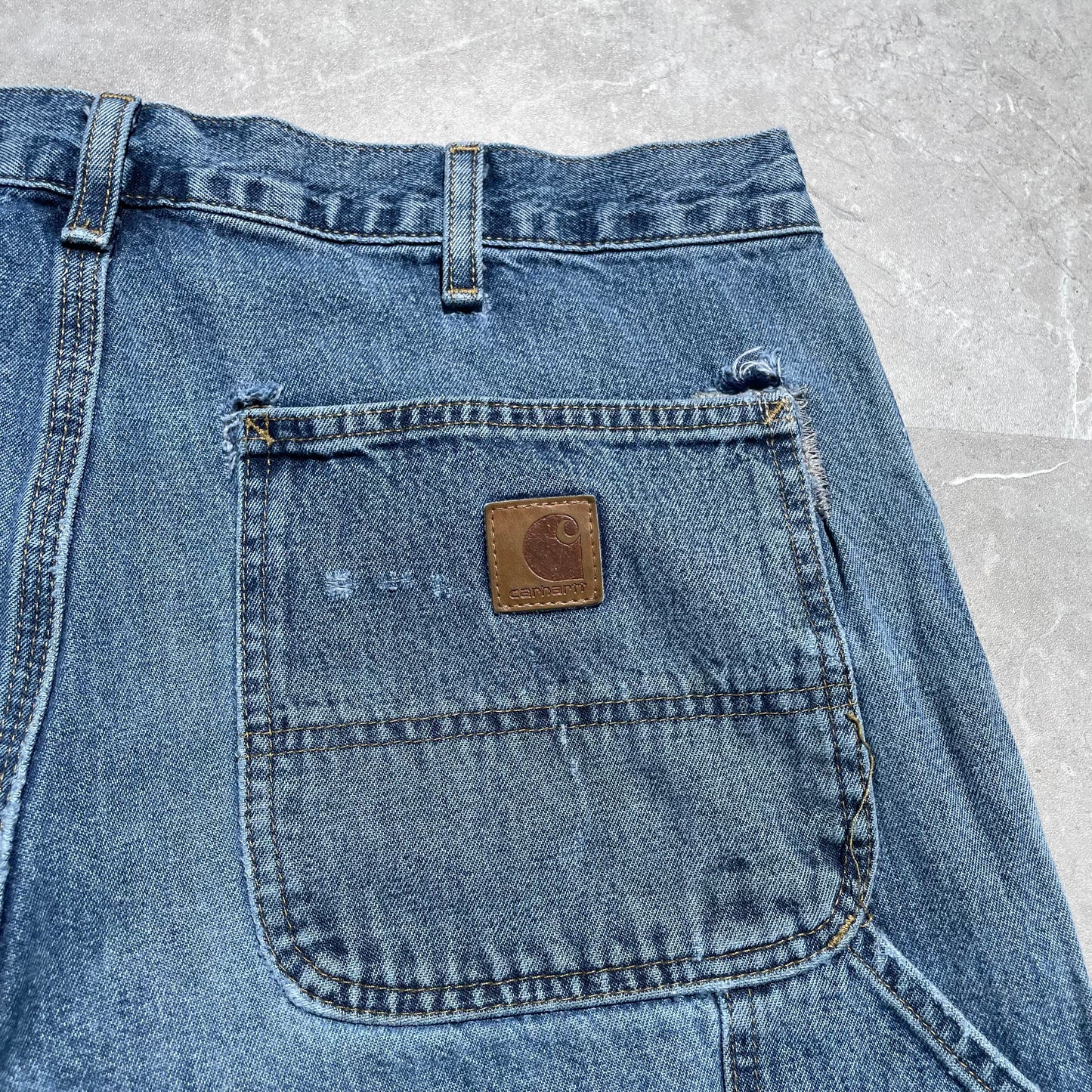 90s Carhartt Repaired Double-Knee Denim Work Pants 36x30