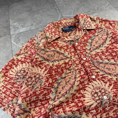 00s Polo by Ralph Lauren Vintage Camp Red Leaf Open Collar Shirt M