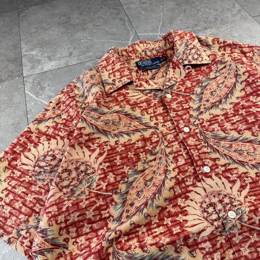 00s Polo by Ralph Lauren Vintage Camp Red Leaf Open Collar Shirt