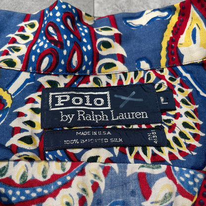 90s Ralph Lauren 100% Imported Silk Made in USA Paisley Hawaiian Shirt