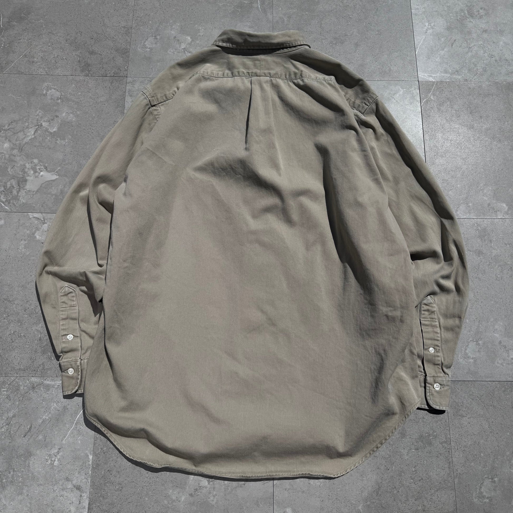 90s Ralph Lauren Beige Heavyweight Button Down Shirt KiiChain Clothing