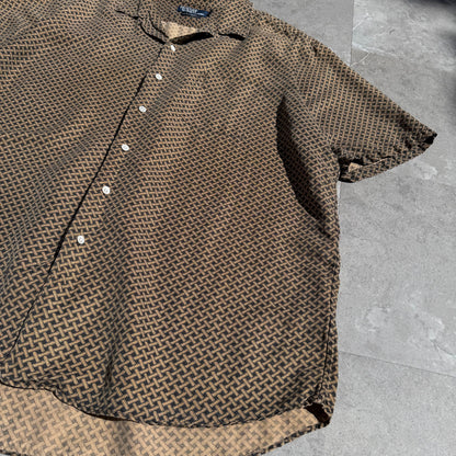 90s-00s Ralph Lauren “Bonnard”  Silk x Linen Cross Pattern Open Collar Shirt KiiChain Clothing