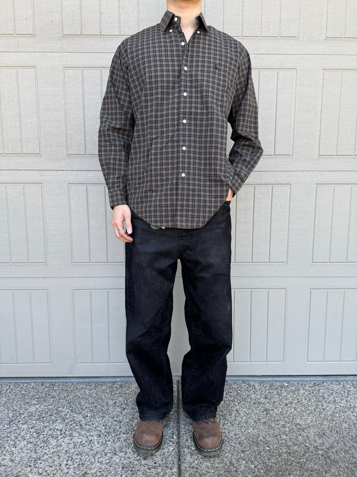 90s-00s Ralph Lauren “Blake” Dark Brown Checkered Button Down Shirt KiiChain Clothing