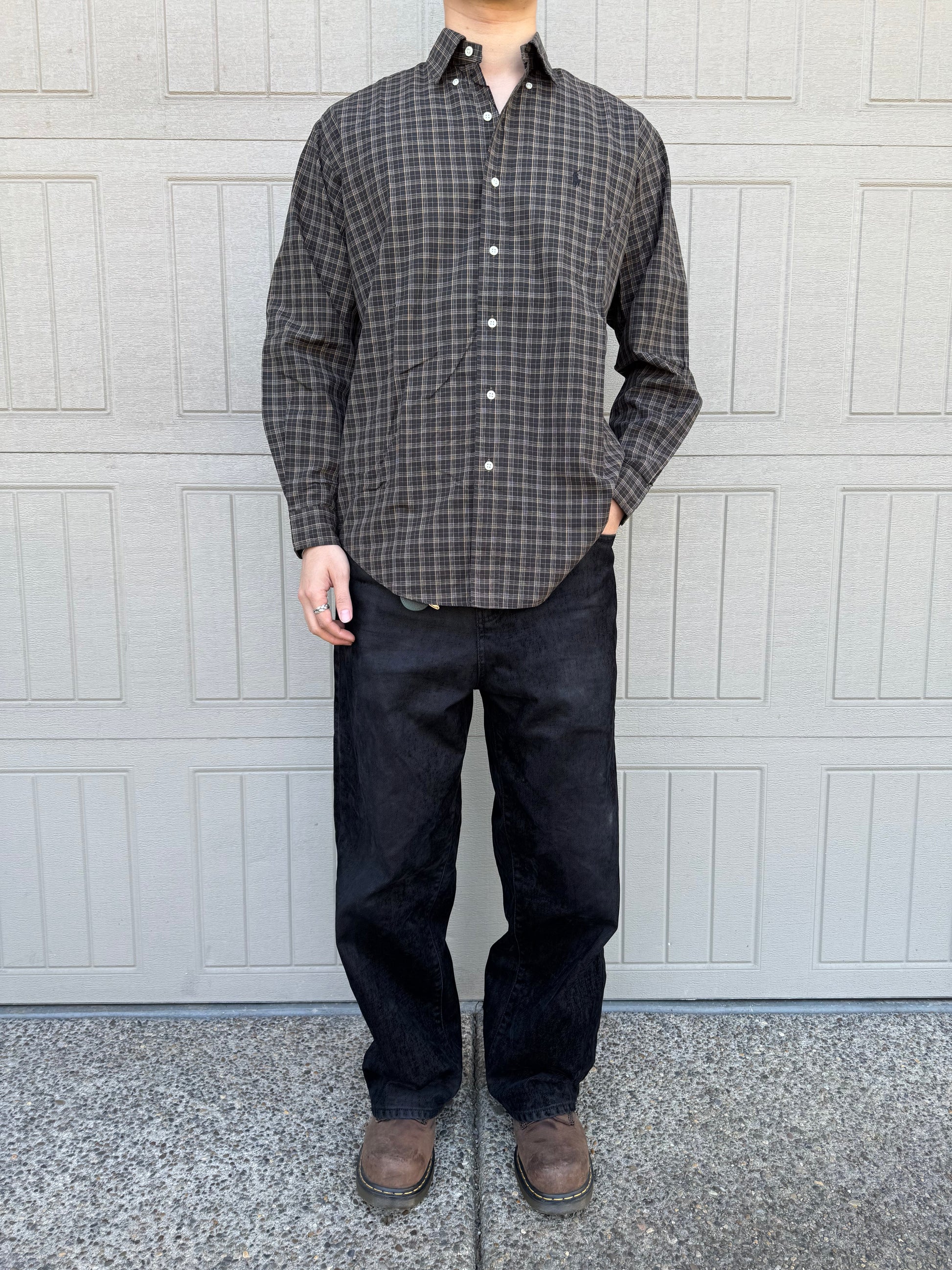 90s-00s Ralph Lauren “Blake” Dark Brown Checkered Button Down Shirt KiiChain Clothing