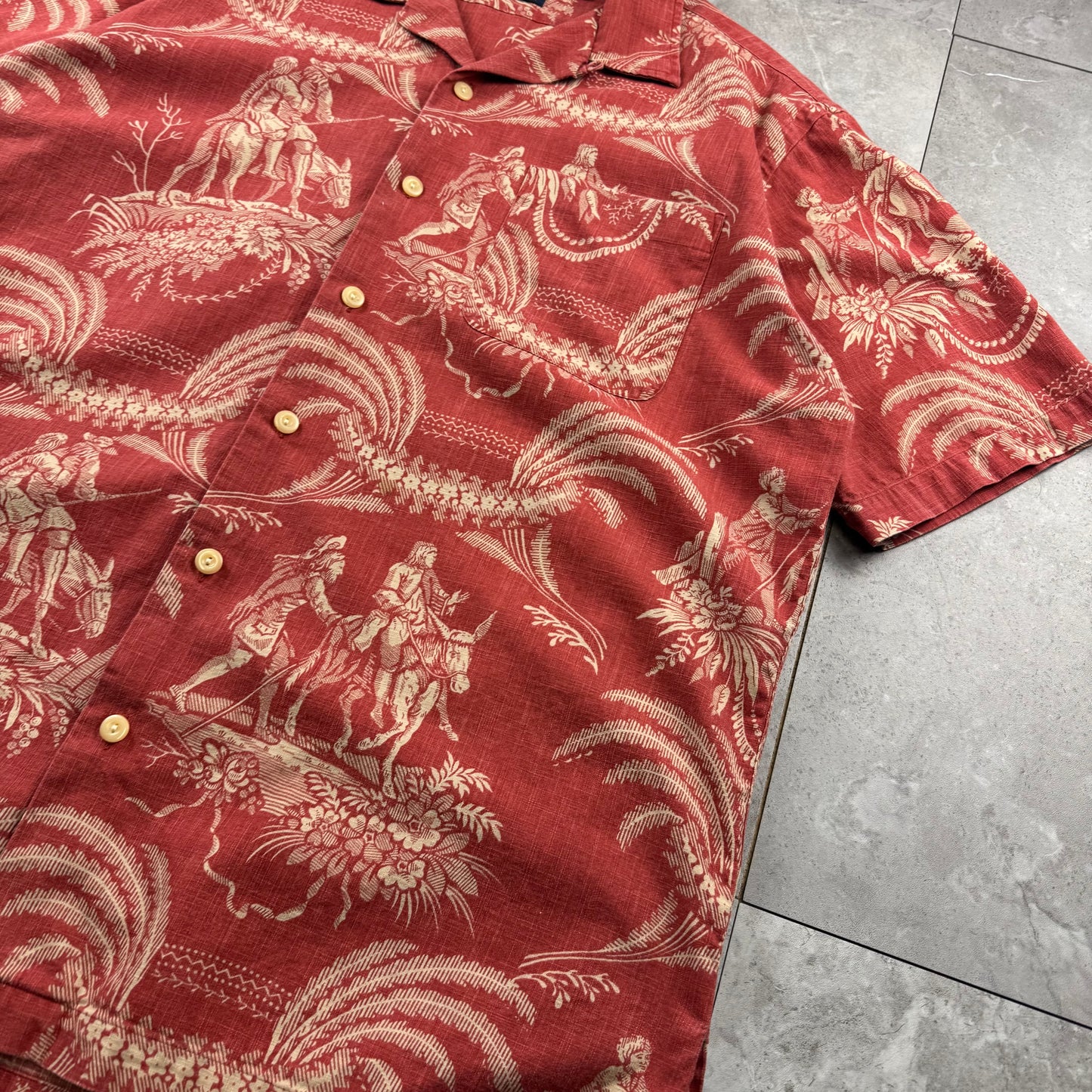 00s Polo by Ralph Lauren Caldwell Red Don Quixote Open Collar Shirt M