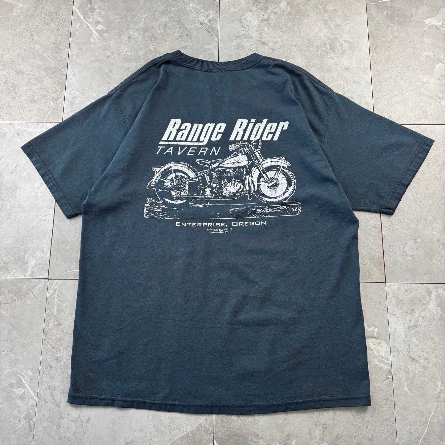 90s-00s Hanes Heavyweight Range Rider Tavern Black Biker Graphic T-Shirt
