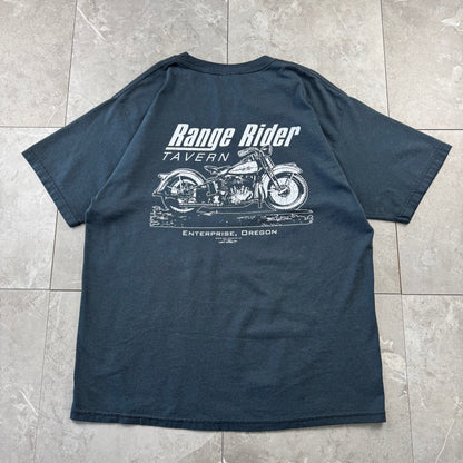 90s-00s Hanes Heavyweight Range Rider Tavern Black Biker Graphic T-Shirt