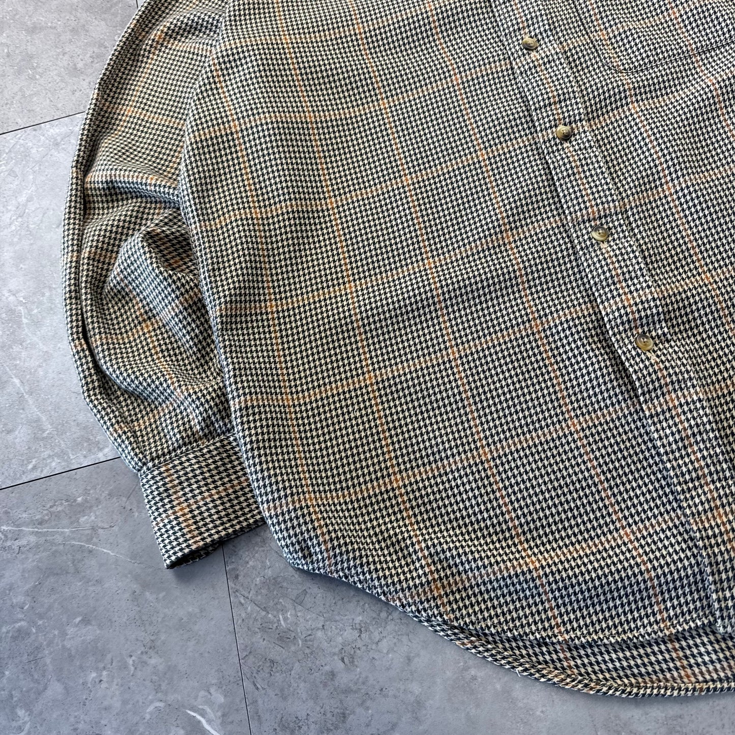 90s Nautica Brown Houndstooth Checkered Button Down Shirt