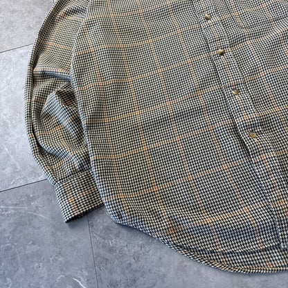 90s Nautica Brown Houndstooth Checkered Button Down Shirt