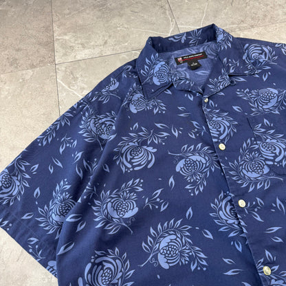 00s Ralph Lauren Polo Jeans Co. Navy Floral Open Collar Shirt