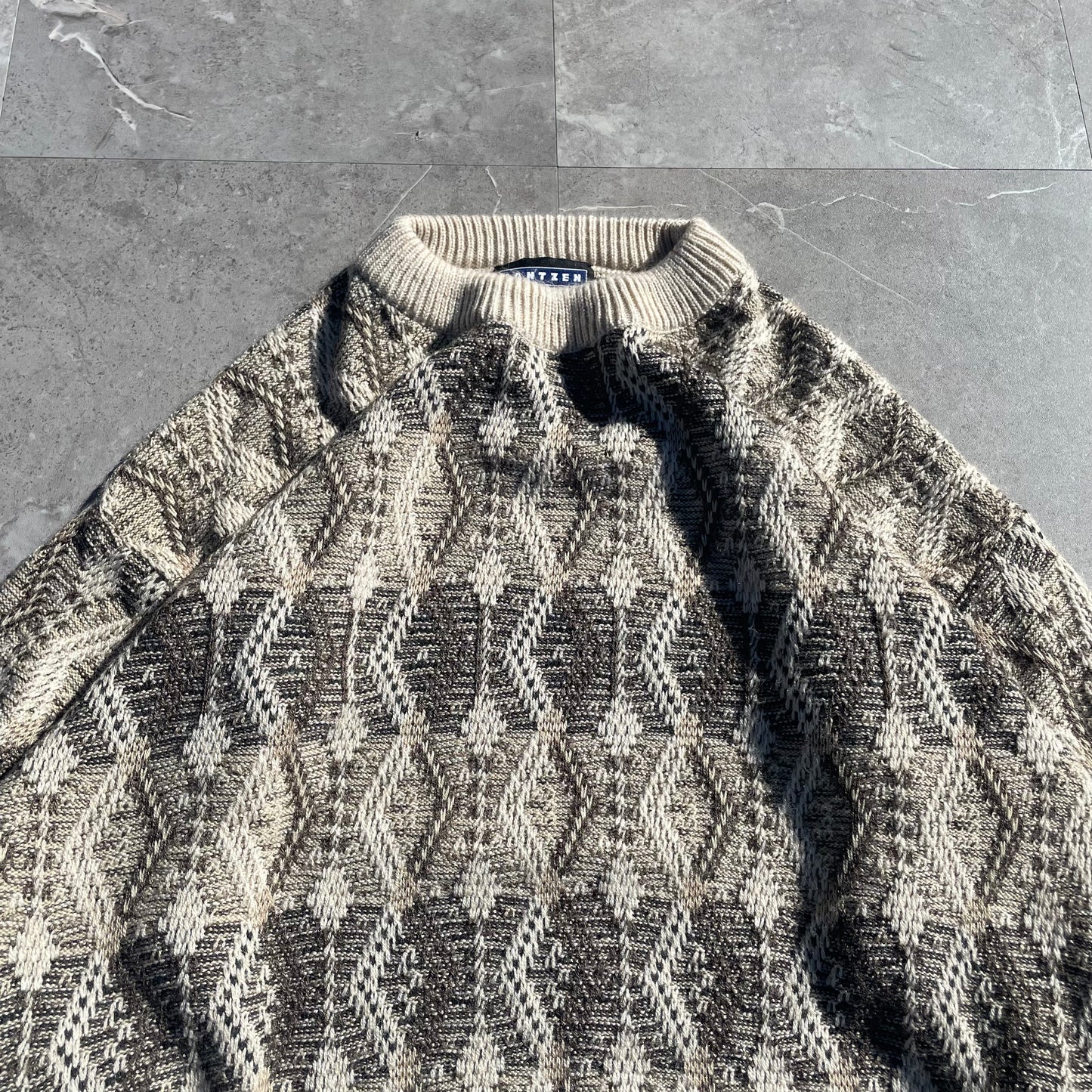 90s-00s Jantzen Acrylic Cream/Brown Design Knit