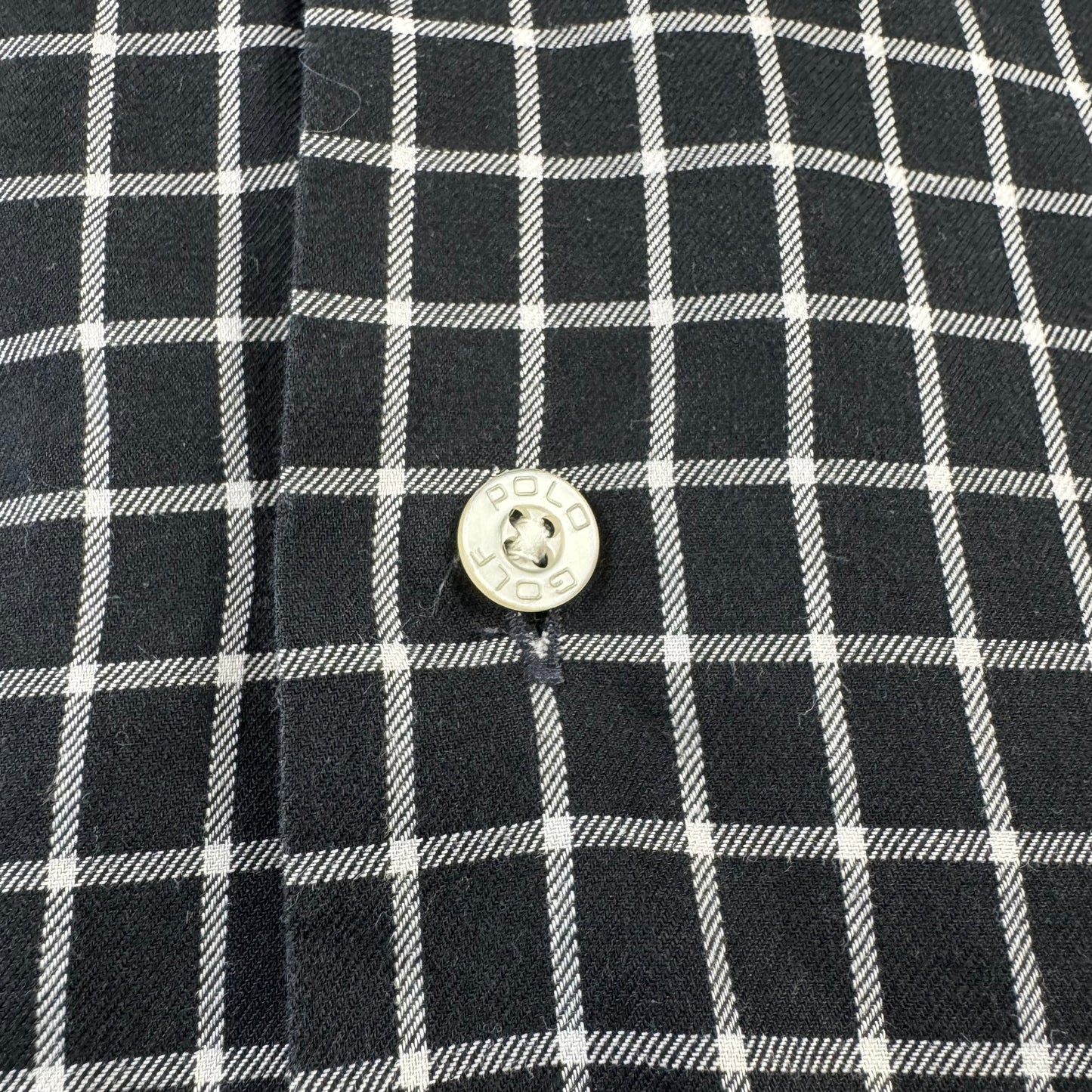00s Polo Golf Ralph Lauren Caldwell Black Checkered Open Collar Shirt