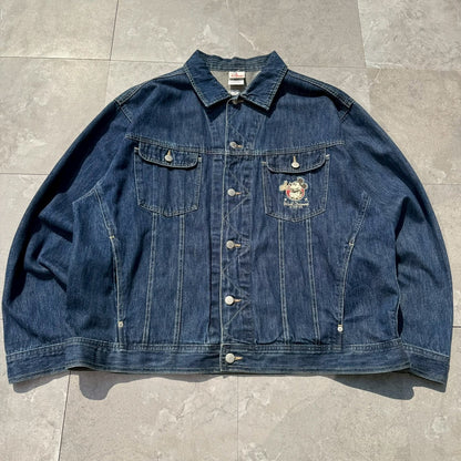 90s The Disney Store Mickey Mouse Embroidered Logo Denim Jacket