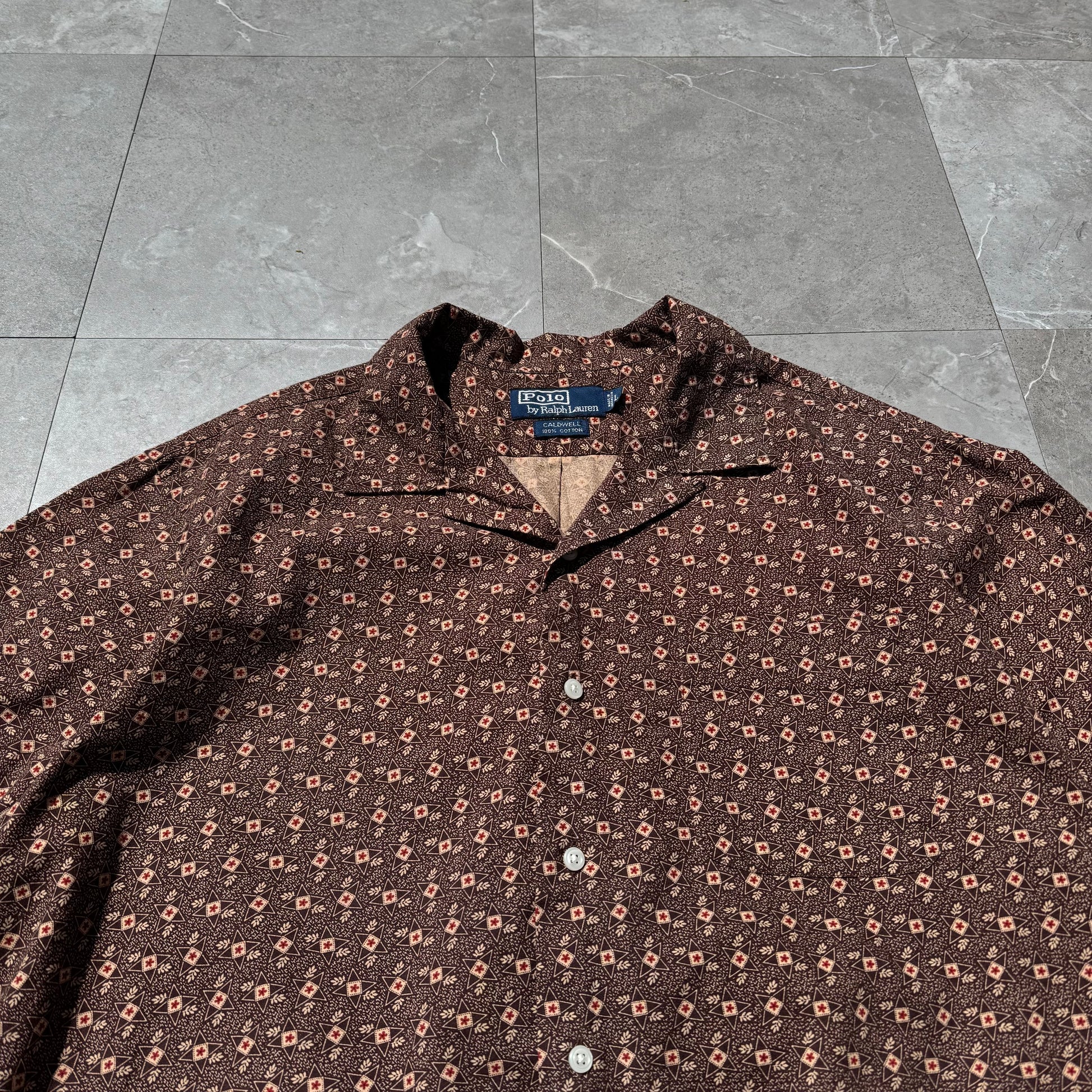 90s-00s Ralph Lauren Caldwell Brown Open Collar Shirt KiiChain Clothing