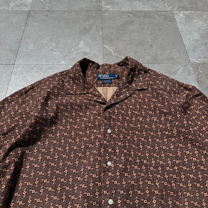 90s-00s Ralph Lauren Caldwell Brown Open Collar Shirt KiiChain Clothing