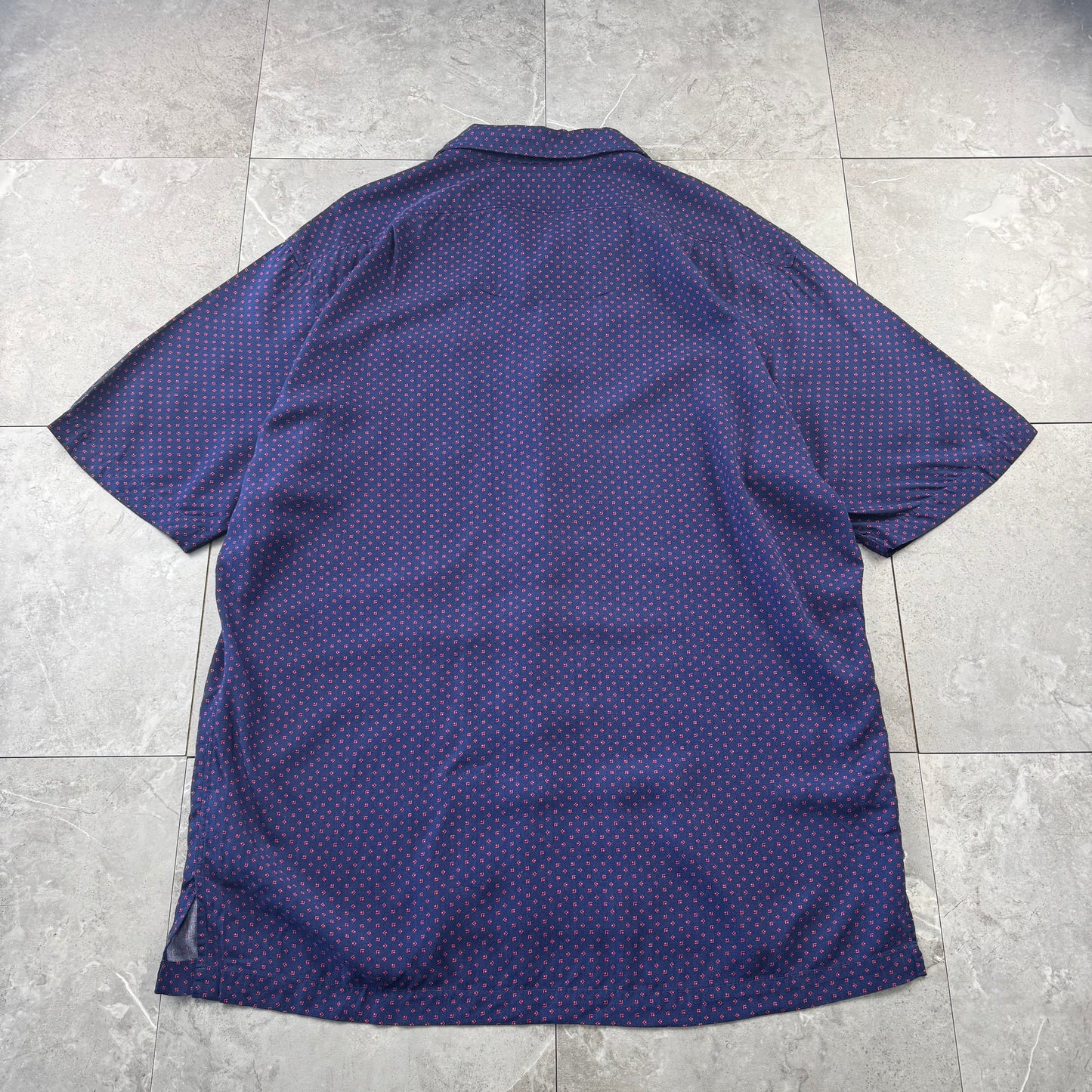 00s Polo by Ralph Lauren Clayton Purple Dot Pattern Rayon Open Collar Shirt M