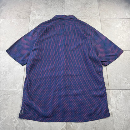 00s Polo by Ralph Lauren Clayton Purple Dot Pattern Rayon Open Collar Shirt M