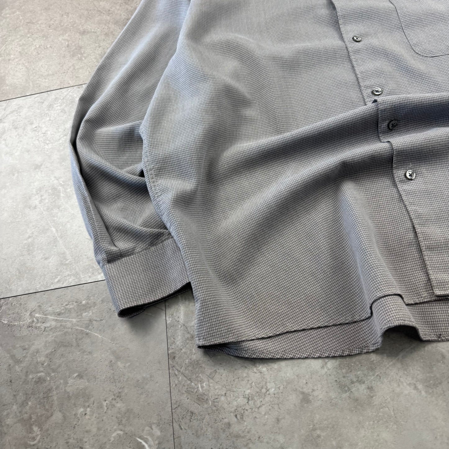 90s Natural Issue Gray Rayon Gingham Checkered Shirt