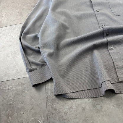 90s Natural Issue Gray Rayon Gingham Checkered Shirt