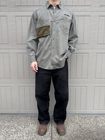 80s-90s Banana Republic Faded Khaki Multi Mesh Pocket Safari Shirt