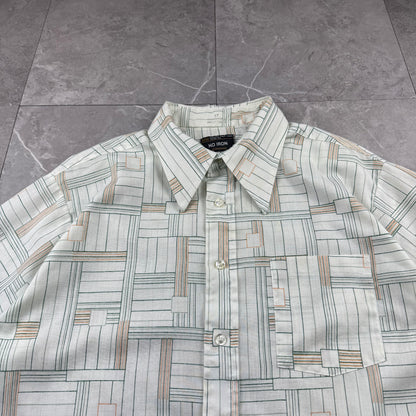70s-80s JC Penny No Iron Geometric Design Short Sleeve Shirt Size 17