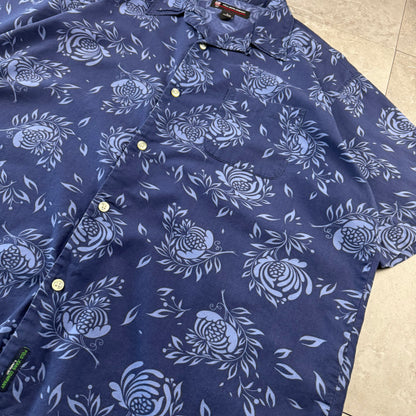 00s Ralph Lauren Polo Jeans Co. Navy Floral Open Collar Shirt