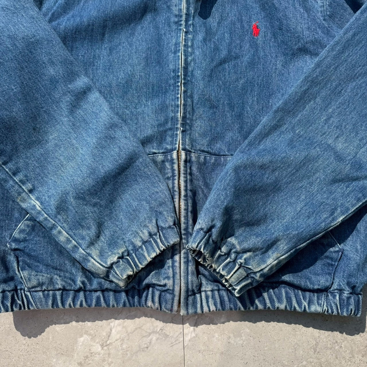 80s-90s Ralph Lauren Made in USA Red Fleece Lined Denim Swing Top Jacket