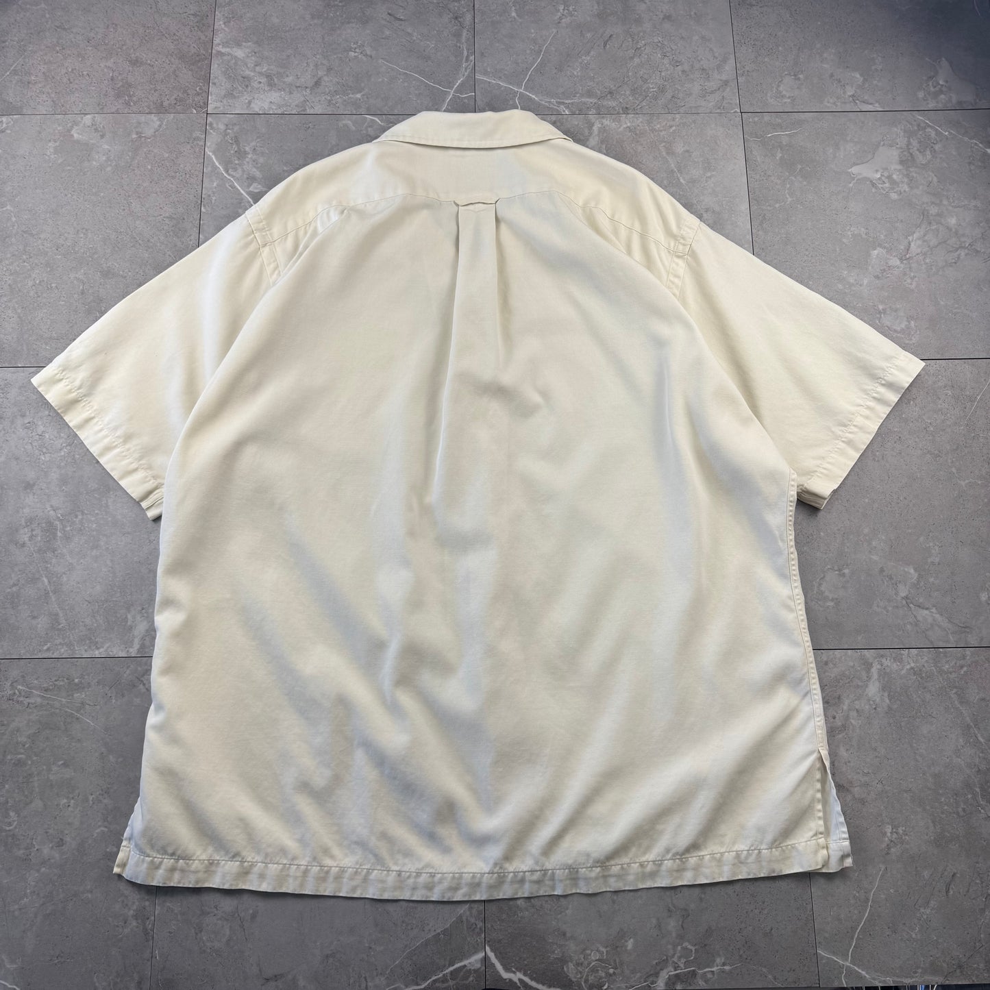 00s Polo by Ralph Lauren Caldwell No-Pony Cream Silk x Cotton Open Collar Shirt XL