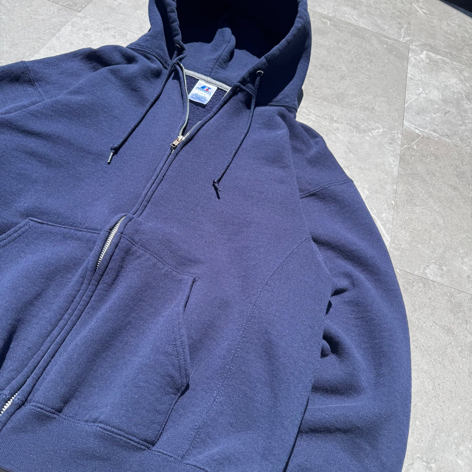 00s Russell Athletic Zip-Up Navy Hoodie KiiChain Clothing