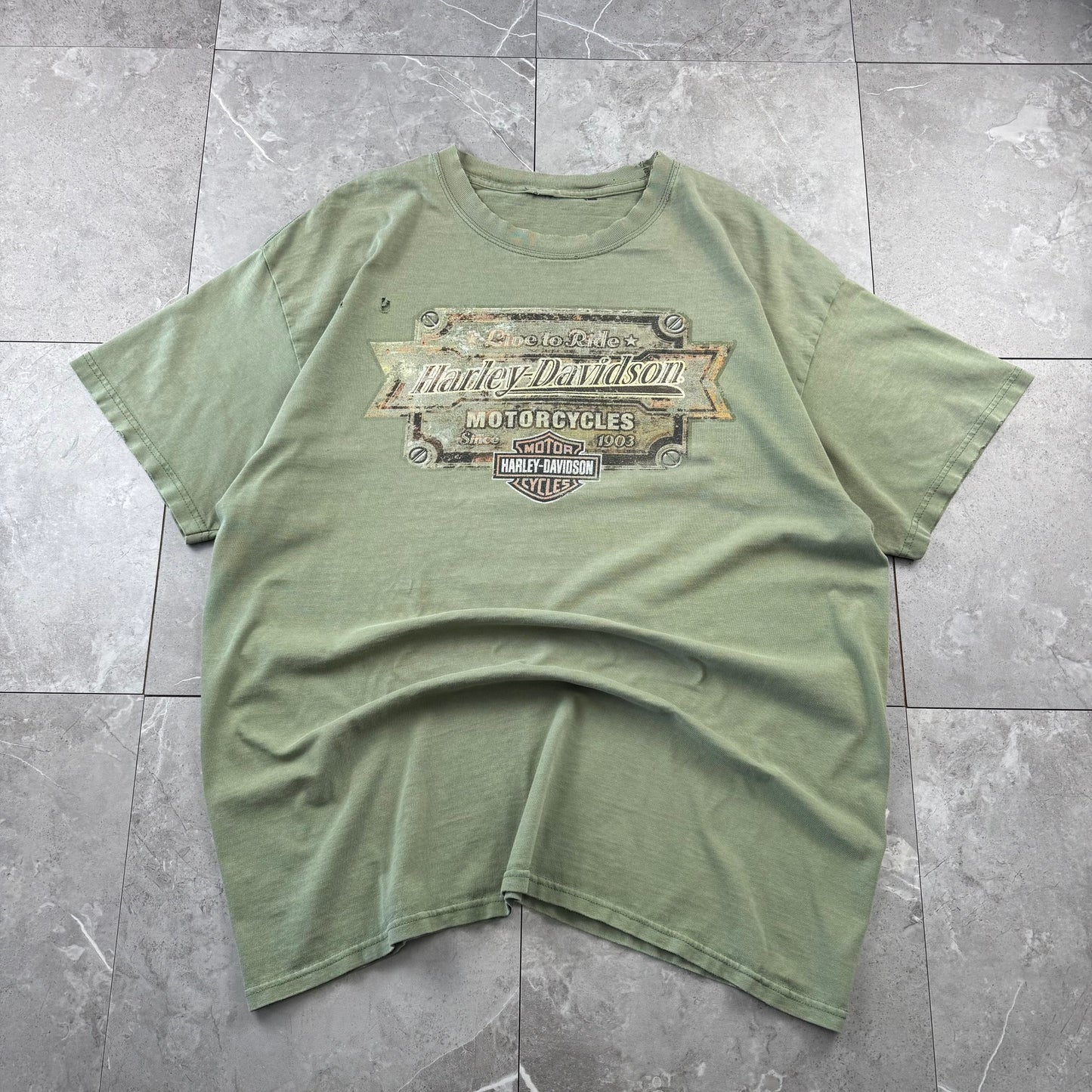 00s Unknown Harley Davidson Faded & Thrashed Graphic T-Shirt