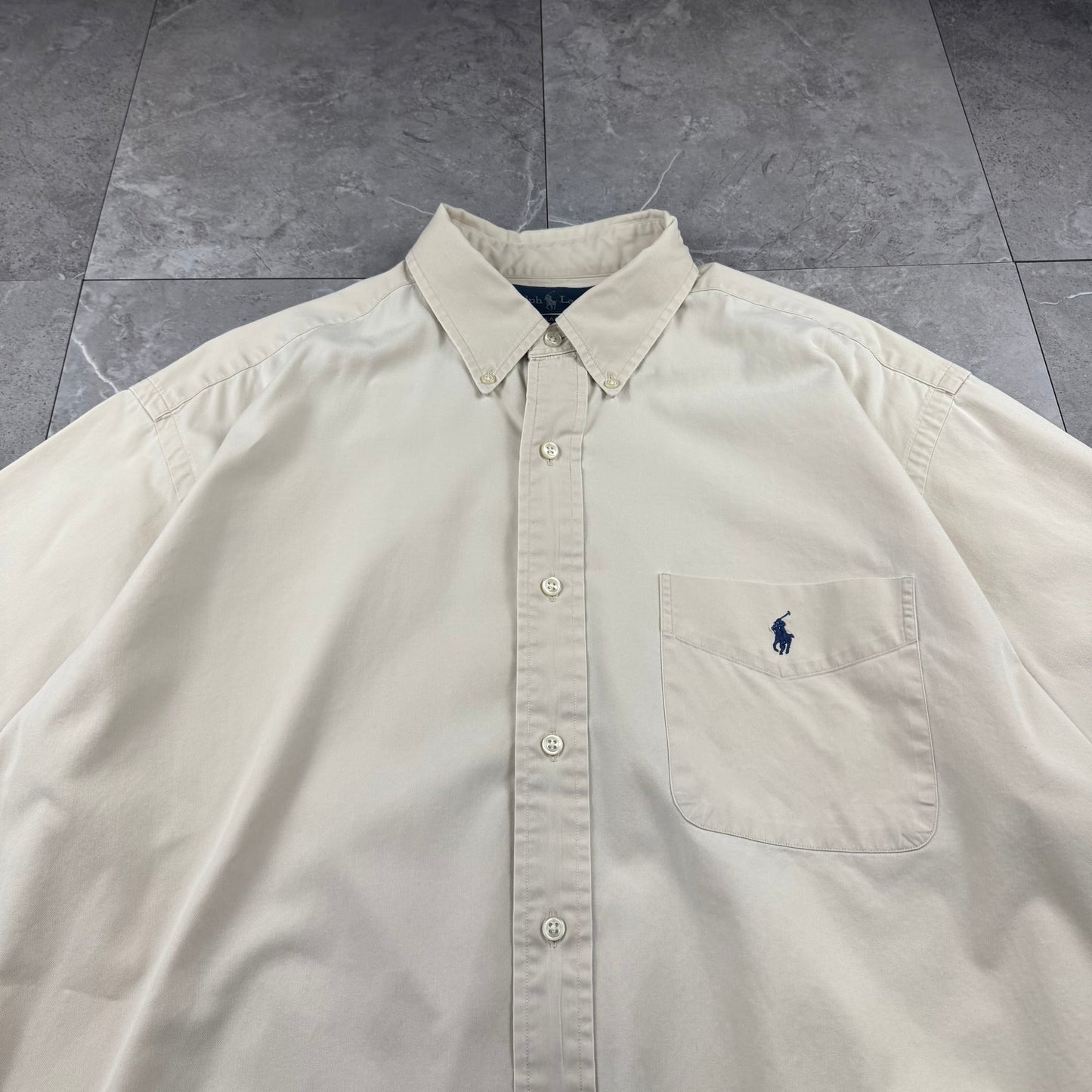00s Ralph Lauren Blake Cream Button Down Short Sleeve Shirt L