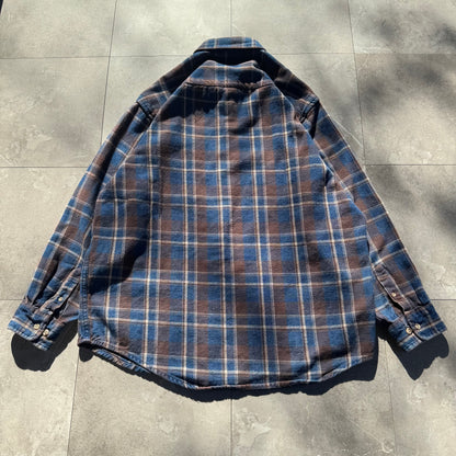 90s-00s Eddie Bauer Blue/Brown Faded Checkered Flannel Shirt