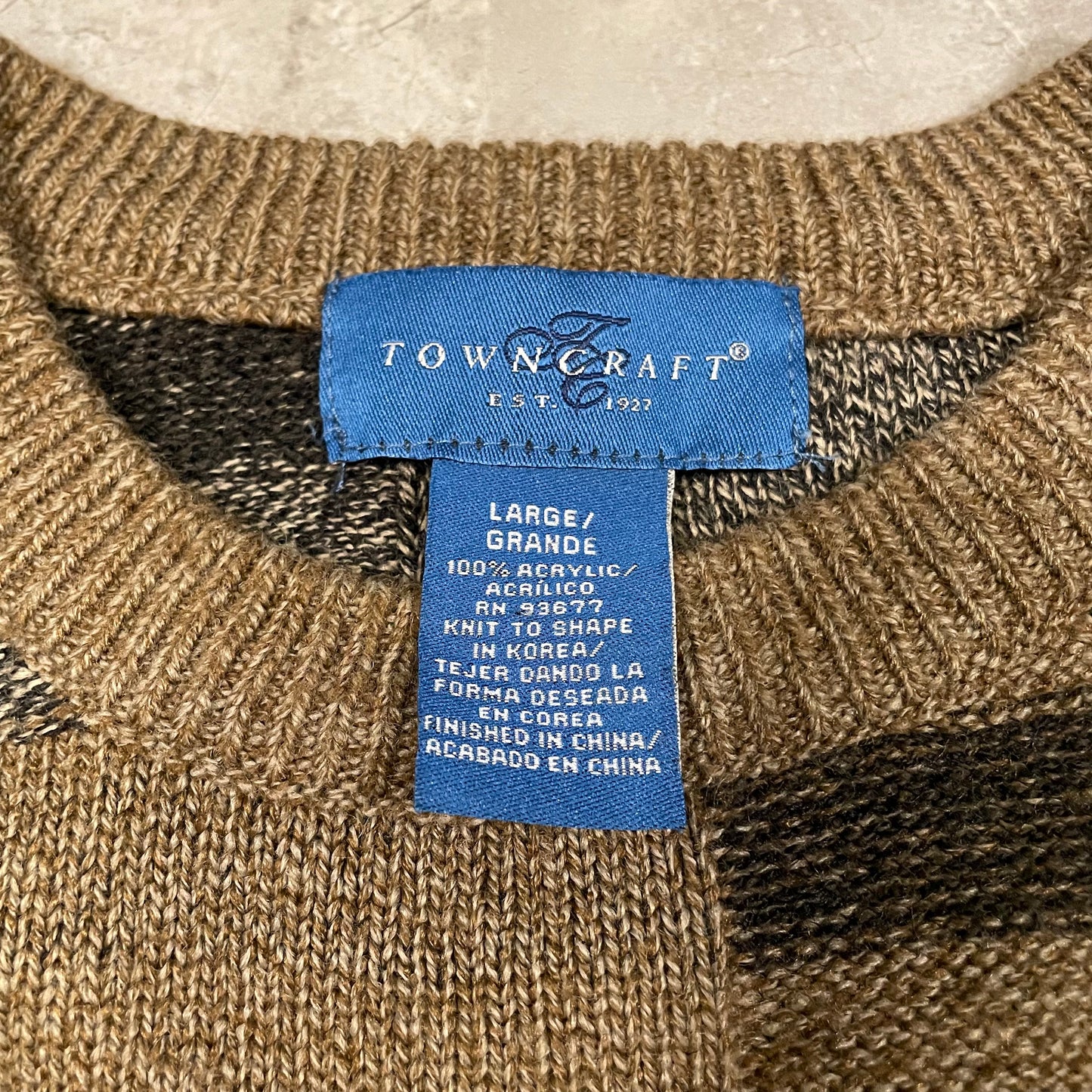 90s-00s Towncraft Block Pattern Knitted Sweater