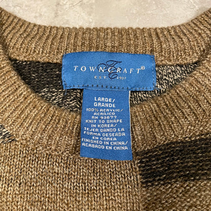 90s-00s Towncraft Block Pattern Knitted Sweater