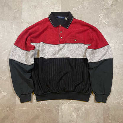 90s LD Sport Color-Block Polo Sweater