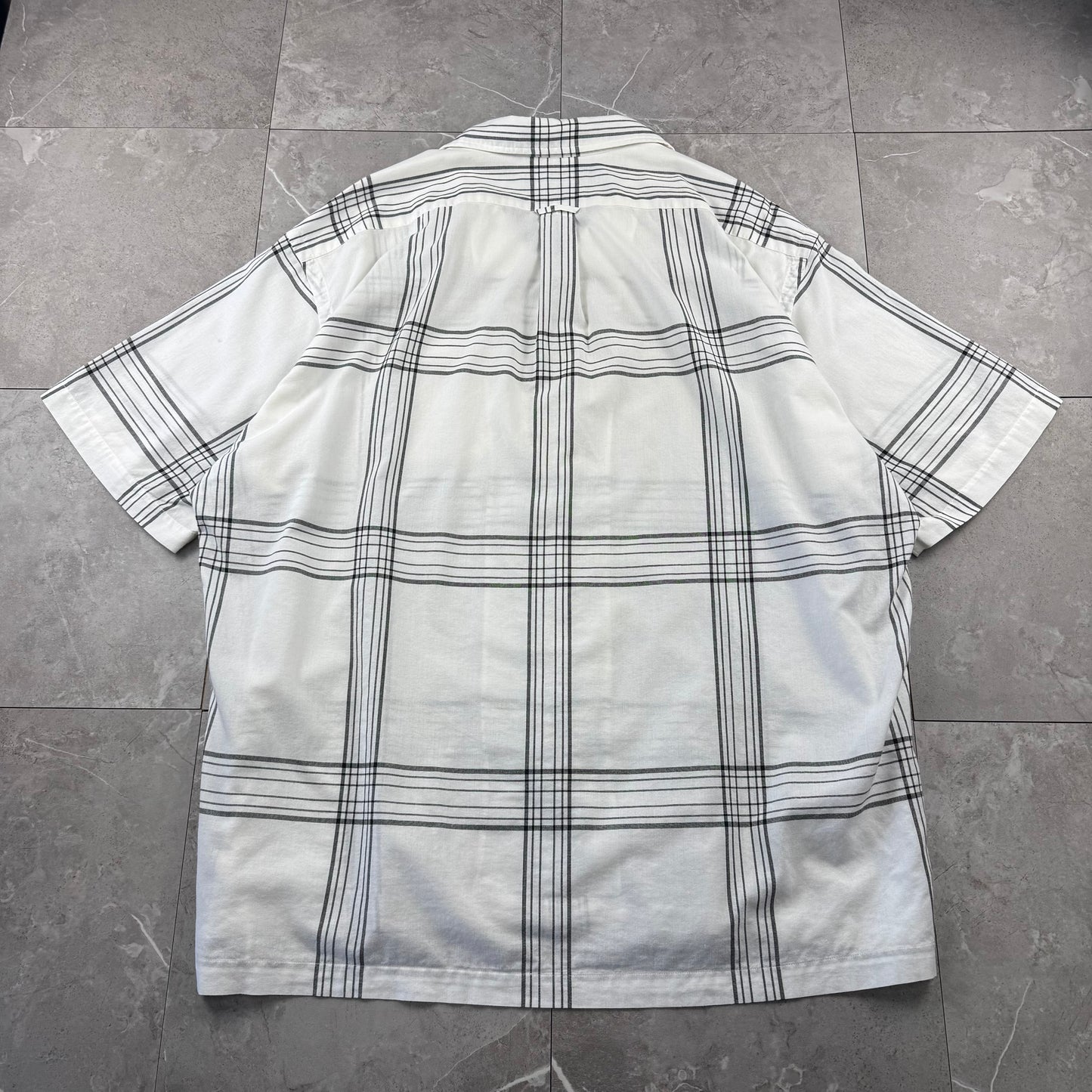 00s Ralph Lauren Caldwell White Checkered Open Collar Shirt XL