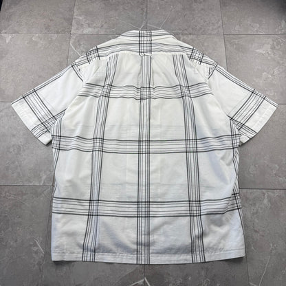 00s Ralph Lauren Caldwell White Checkered Open Collar Shirt XL