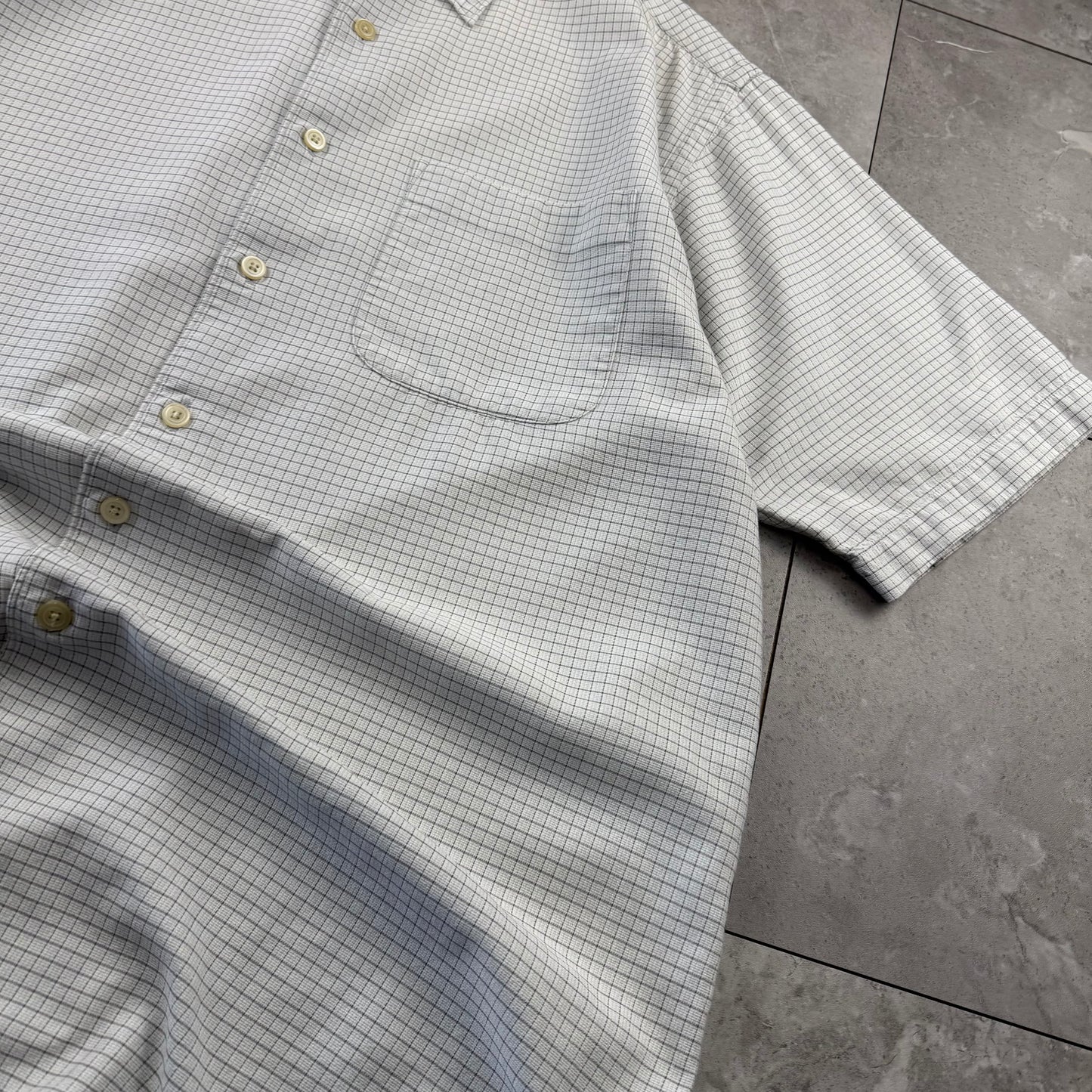 90s Nautica White Checkered Short Sleeve Shirt XL