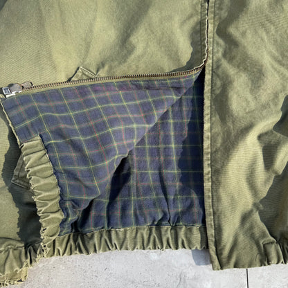80s-90s Polo by Ralph Lauren Olive Green Cotton Checkered Lining Swing Top Jacket