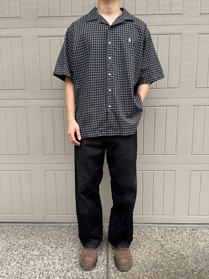 00s Polo Golf Ralph Lauren Caldwell Black Checkered Open Collar Shirt