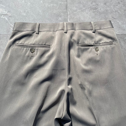 00s Perry Ellis Portfolio Gray/Beige Two-Tuck Pleated Slacks 33x30