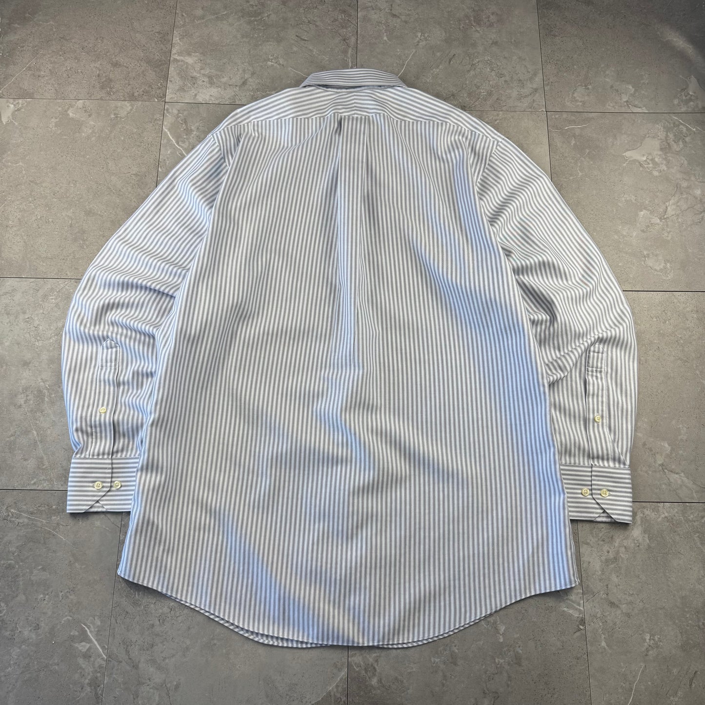 00s Brooks Brothers 346 Light Blue Slim Fit Striped Shirt