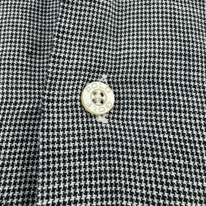 00s Ralph Lauren Polo Golf Clayton Black/White Houndstooth Linen x Cotton Short Sleeve Shirt XL