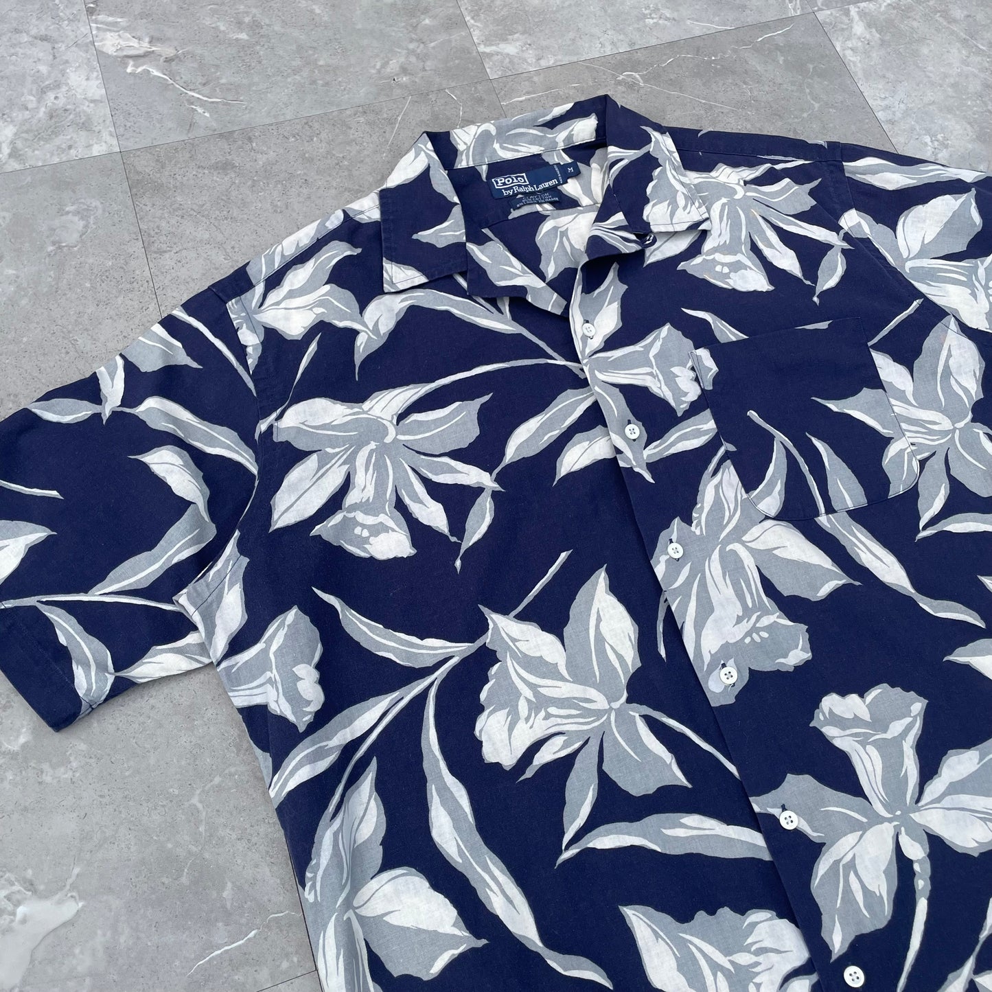 90s Ralph Lauren Clayton Navy Lilly Floral Hawaiian Shirt